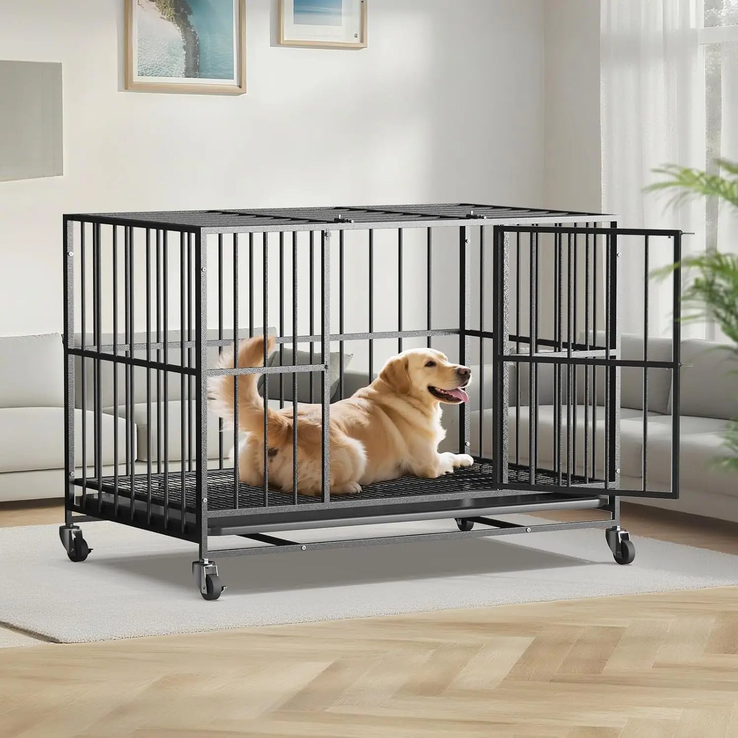 48 Inch Heavy Duty, Steel, Dog Crate,