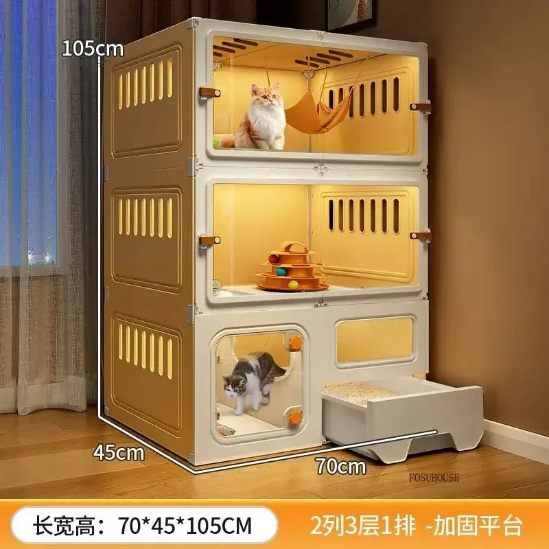 Luxury Indoor Cat Cage Household with Litter Box.
