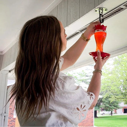 16 ounce, Glass Hummingbird Feeder, Bee Resistant.