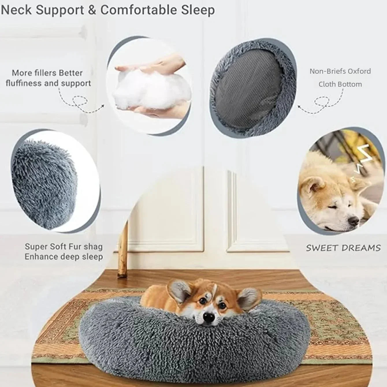 40-90cm Round Pet Bed for Cozy Sleeping