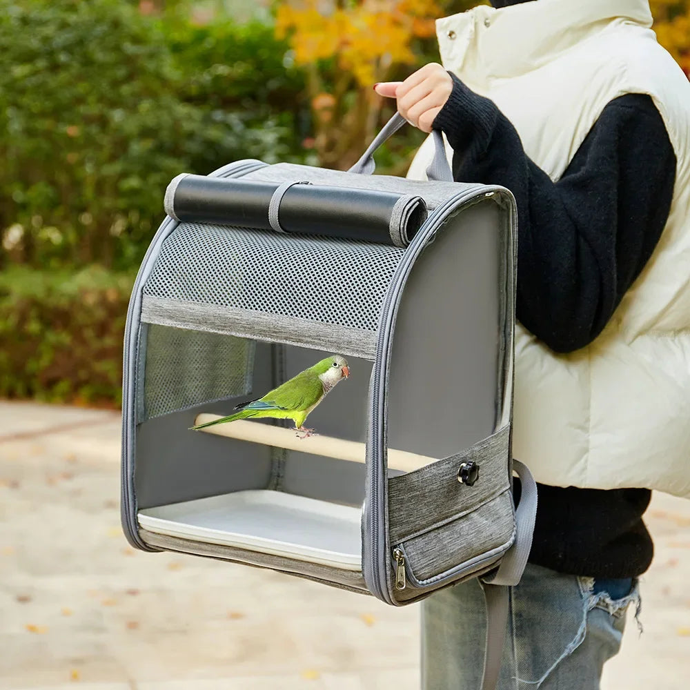 Portable Bird Carrier / Backpack With Perch & Tray.