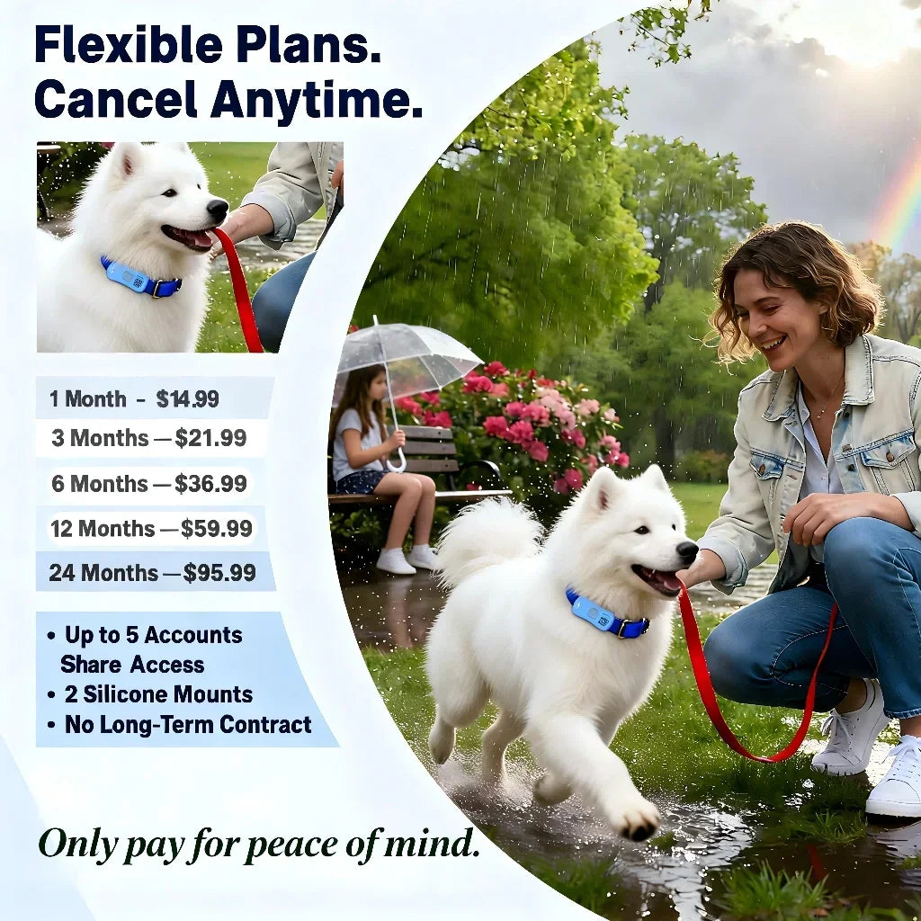 GPS Pet Tracker For Dogs Cats With Unlimited Tracking And Built-in Sim0-- Subscription Required