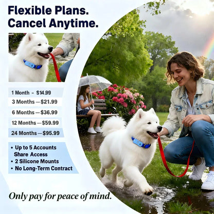GPS Pet Tracker For Dogs Cats With Unlimited Tracking And Built-in Sim0-- Subscription Required