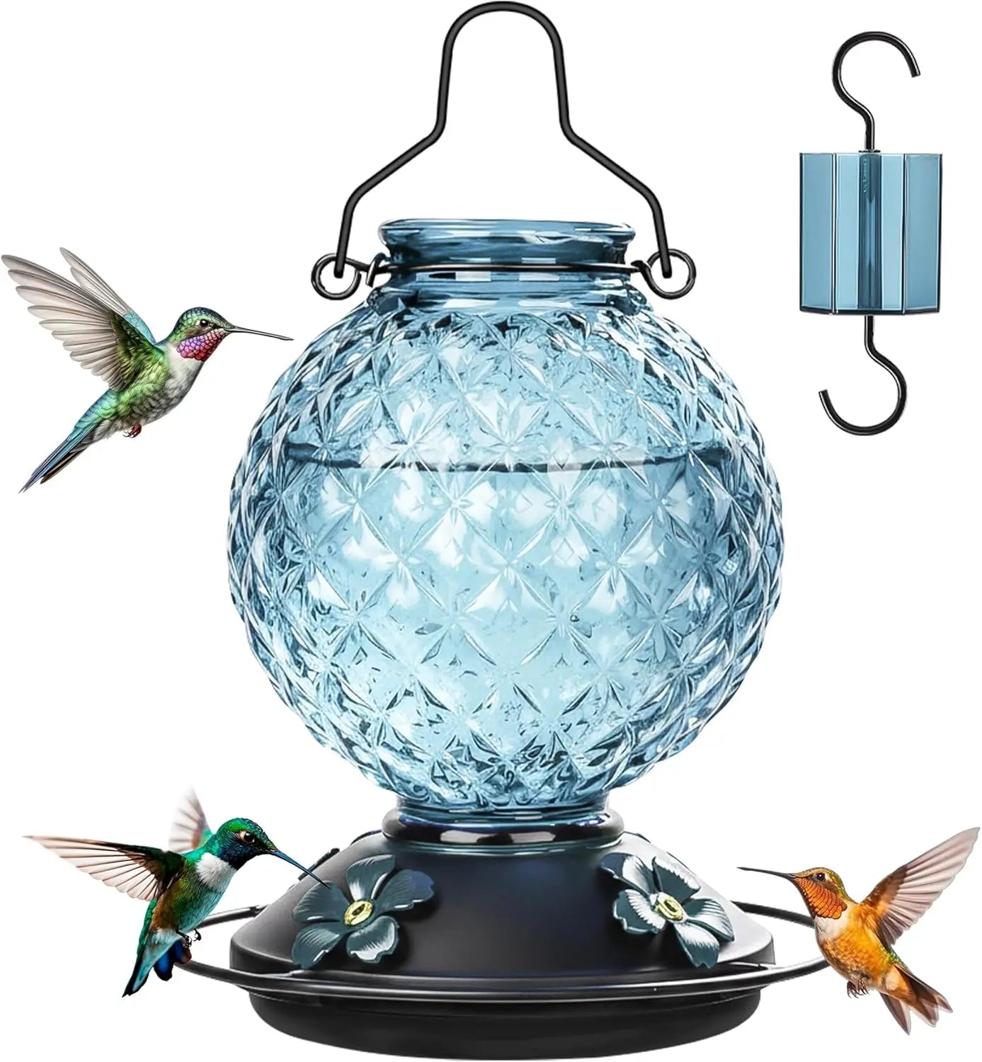 Hummingbird Feeder for Outdoors, 25 OZ Glass, Leak Proof.