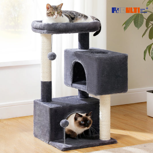 Three-Level Cat Tree Tower with Scratching Posts.