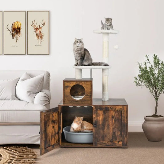 Cat Tree/Condo with Litter Box Enclosure