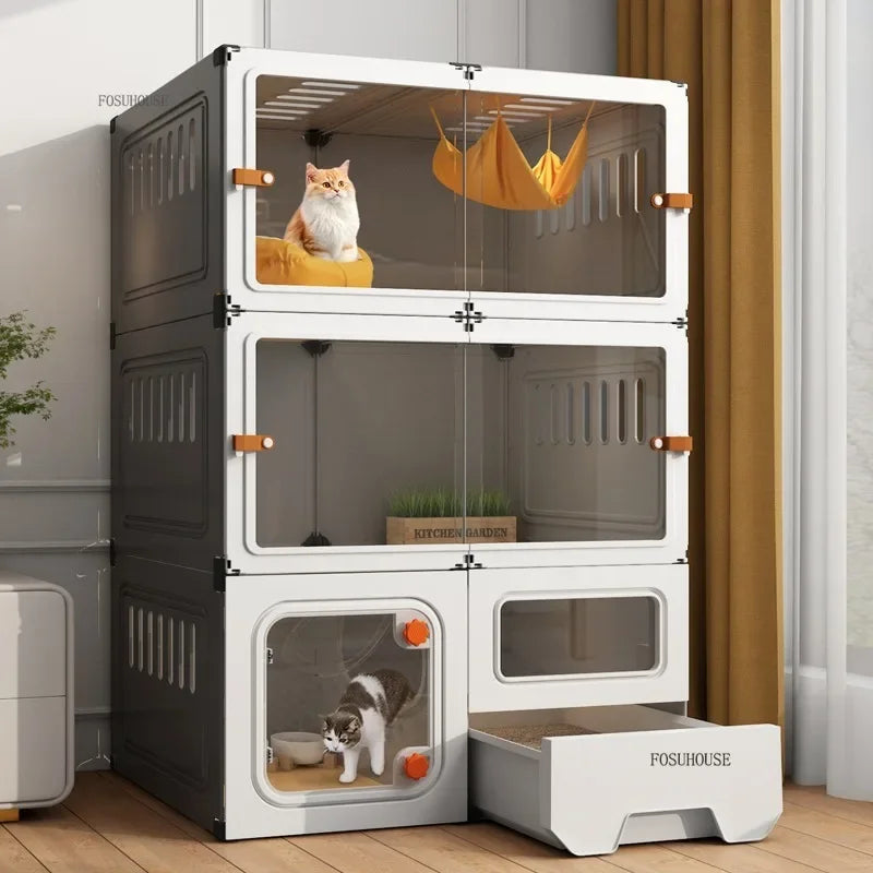 Luxury Indoor Cat Cage Household with Litter Box.