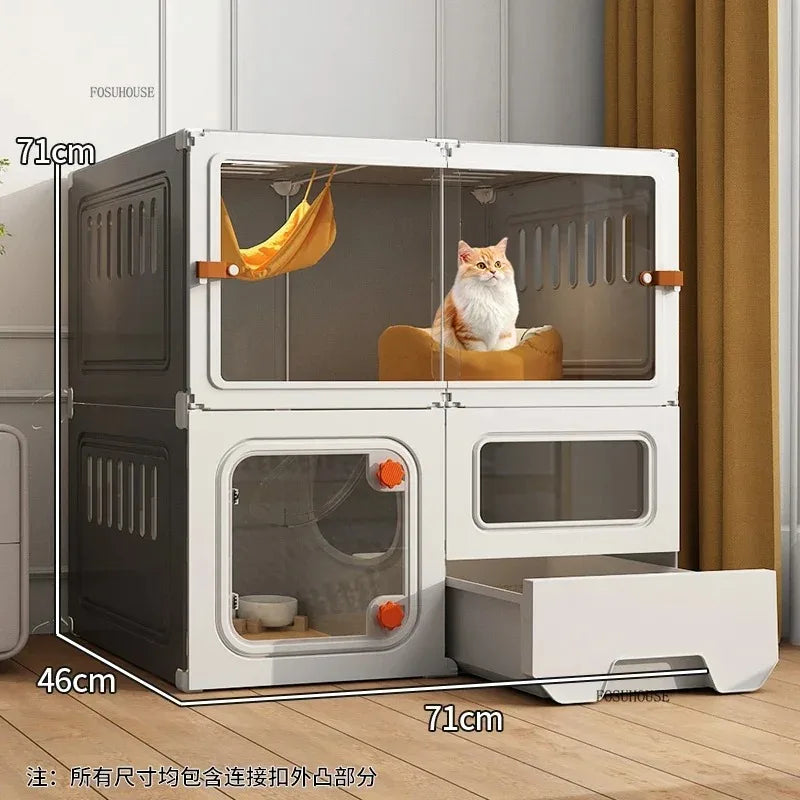 Luxury Indoor Cat Cage Household with Litter Box.
