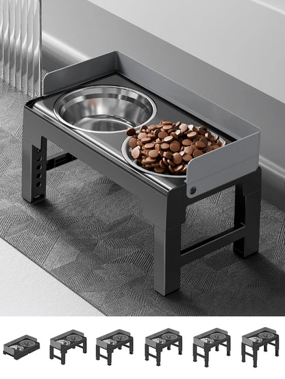 Collapsible Elevated, Adjustable Stainless Dog Bowls.