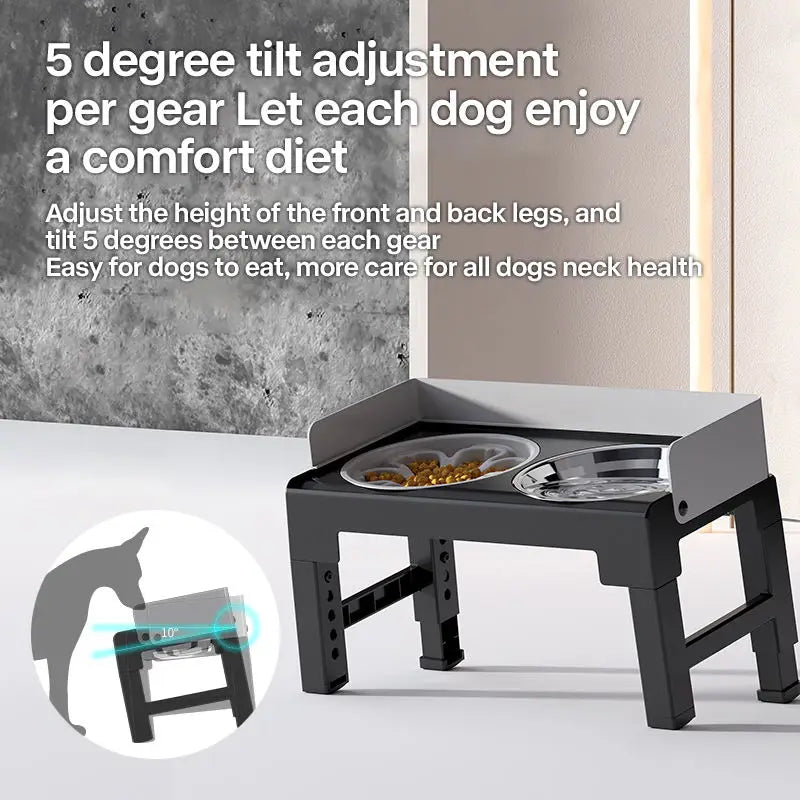 Collapsible Elevated, Adjustable Stainless Dog Bowls.
