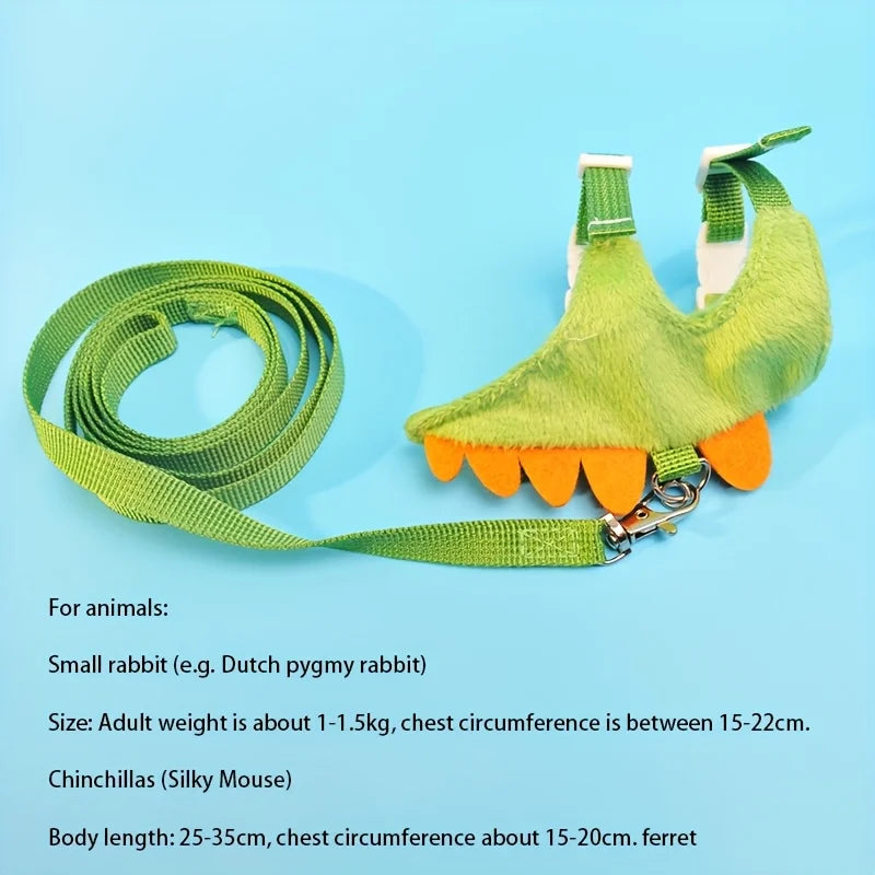 Ferret Walking-Harness and Leash, Dinosaur Design.