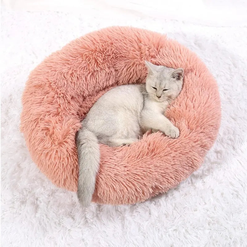 Round, Cozy Pet Bed For Warm Sleeping