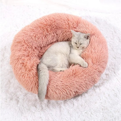 Round, Cozy Pet Bed For Warm Sleeping