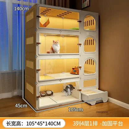 Luxury Indoor Cat Cage Household with Litter Box.