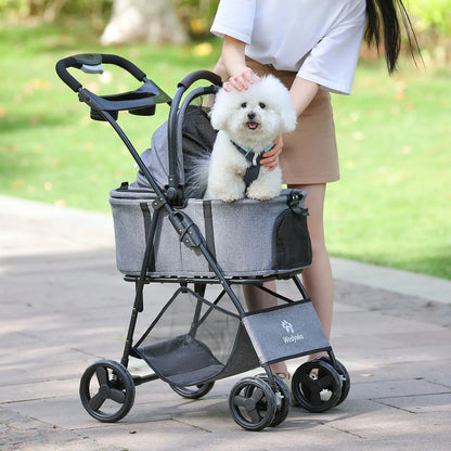 3-in-1 Folding Pet Stroller with Removable Carrier