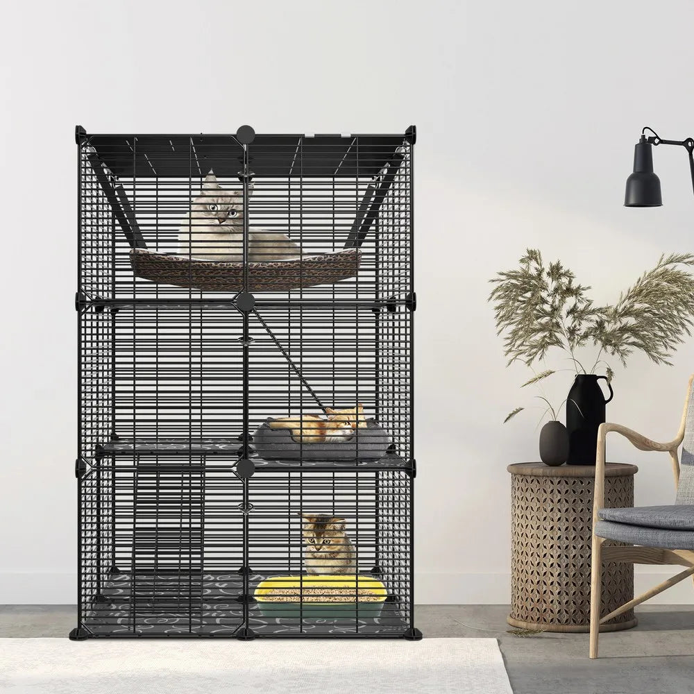 3-Tiers Cat Cage Enclosure w/ Hammock