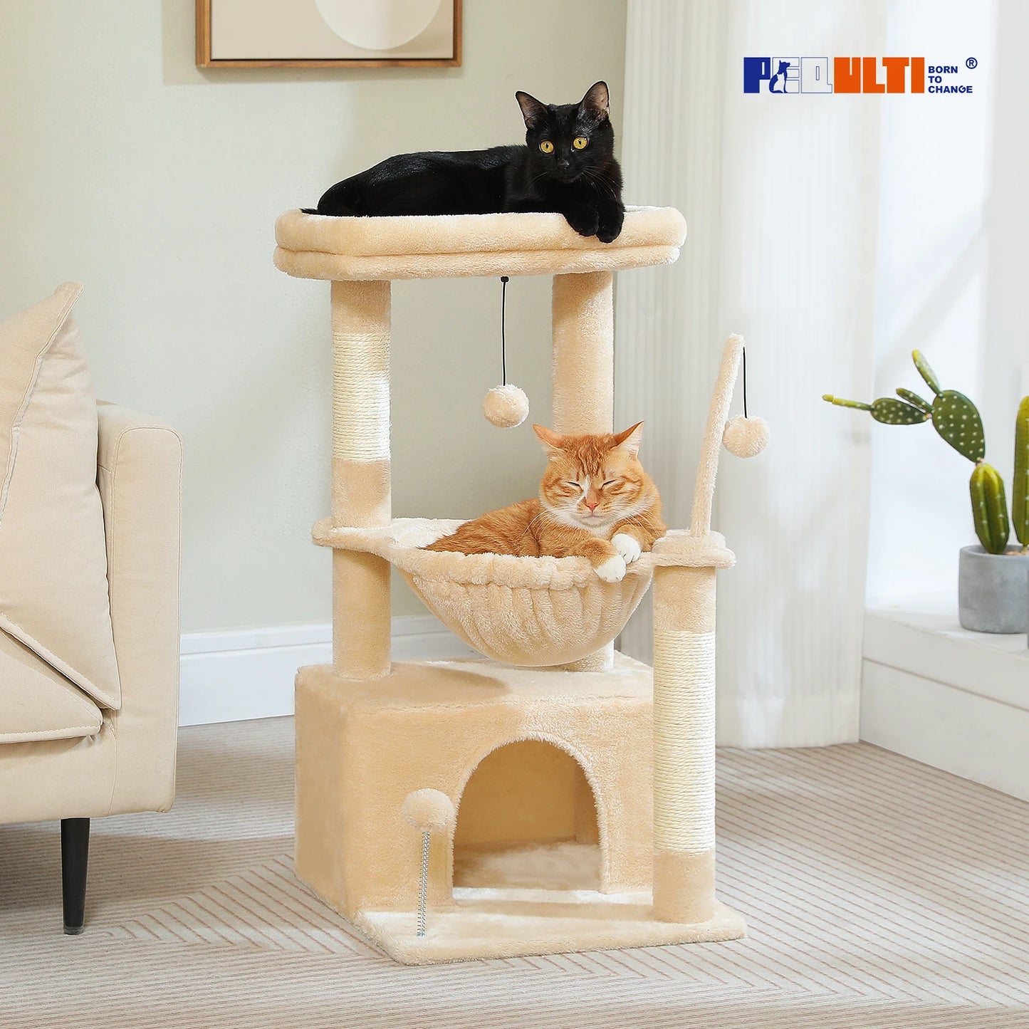 4-in-1 Cat Tree with Large Cat Condo.