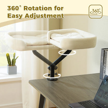 Elevated Cat Bed-- Desk or Table Mount, 360-degree Rotation.