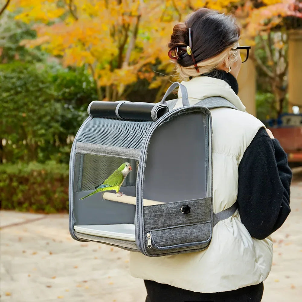 Portable Bird Carrier / Backpack With Perch & Tray.
