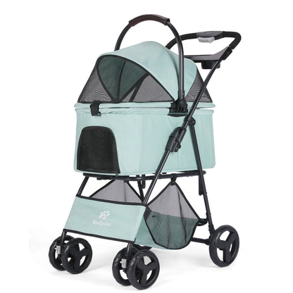 3-in-1 Folding Pet Stroller with Removable Carrier