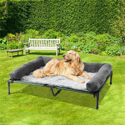 Elevated Bed for Dogs and Cats With Detachable Plush Bolster Cooling  Summer L XL 2XL