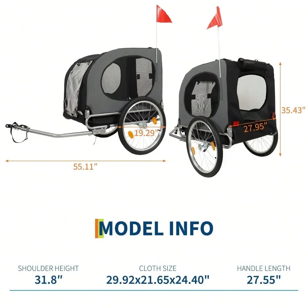 Folding, Dog Bike-Trailer With 88 LBS Payload.