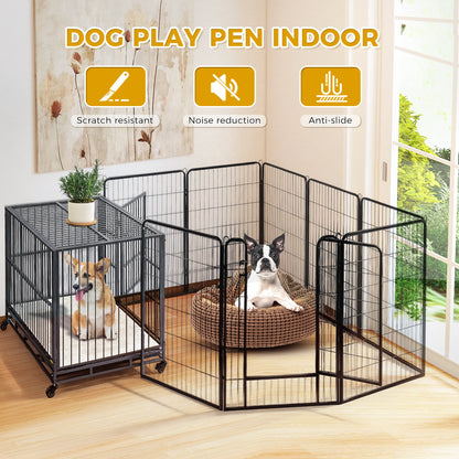 Outdoor/Indoor Foldable Metal Pet Playpen With Door