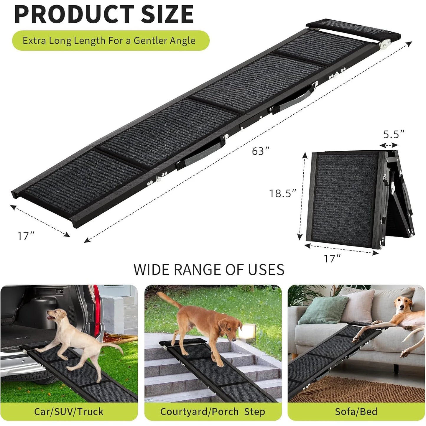 Upgraded, Folding Dog Ramp For Up To 250lbs.