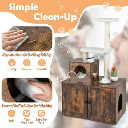 Cat Tree/Condo with Litter Box Enclosure