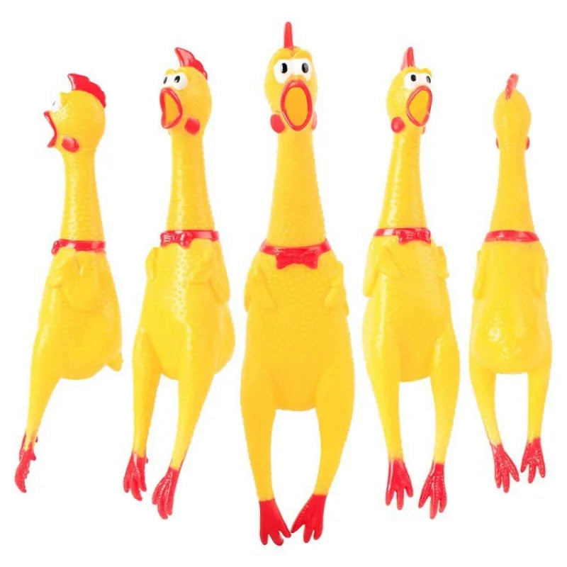 Squeaky, Screaming, Rubber Chicken Pet Toy