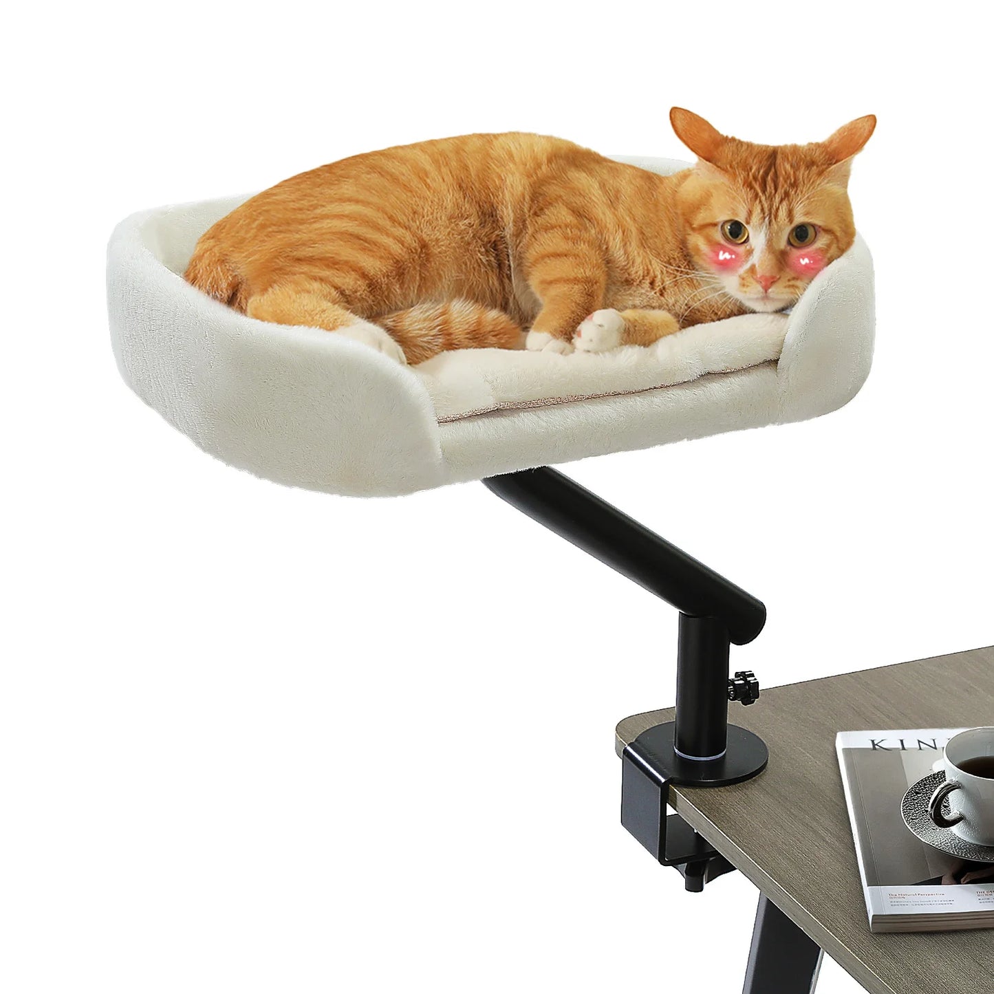 Elevated Cat Bed-- Desk or Table Mount, 360-degree Rotation.