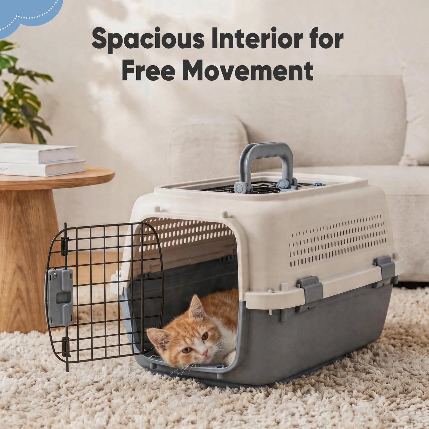 23Inch Pet Carrier for Small Dogs & Cats  Front Top Load Wire Door Food Bowl Travel Crate with Enhanced Security Latchesfor