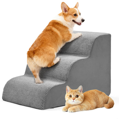 3-Step High-Density Foam Stairs-Indoor Ramp For Small Dogs