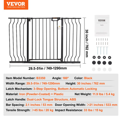 Security Gate 28/30/36 Inches High, With Easy Step-Through