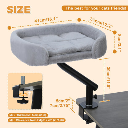 Elevated Cat Bed-- Desk or Table Mount, 360-degree Rotation.