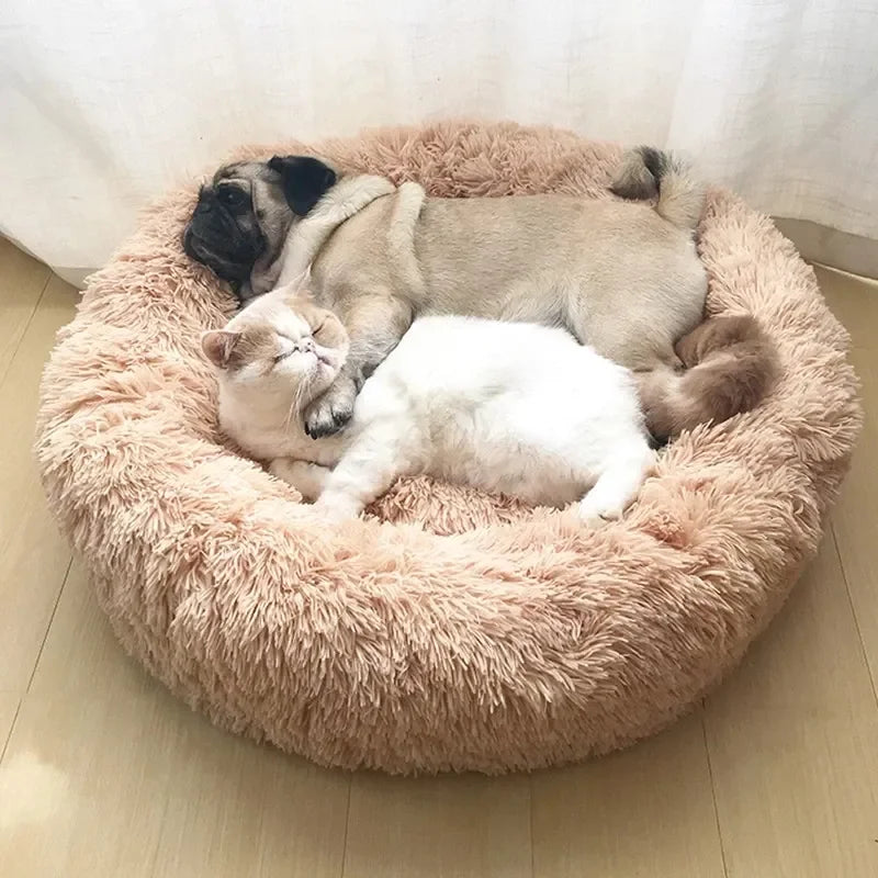 Round, Cozy Pet Bed For Warm Sleeping