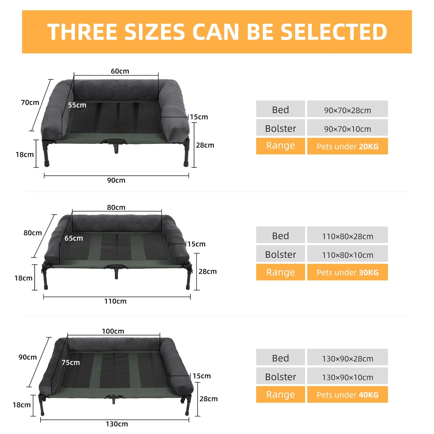 Elevated Bed for Dogs and Cats With Detachable Plush Bolster Cooling  Summer L XL 2XL