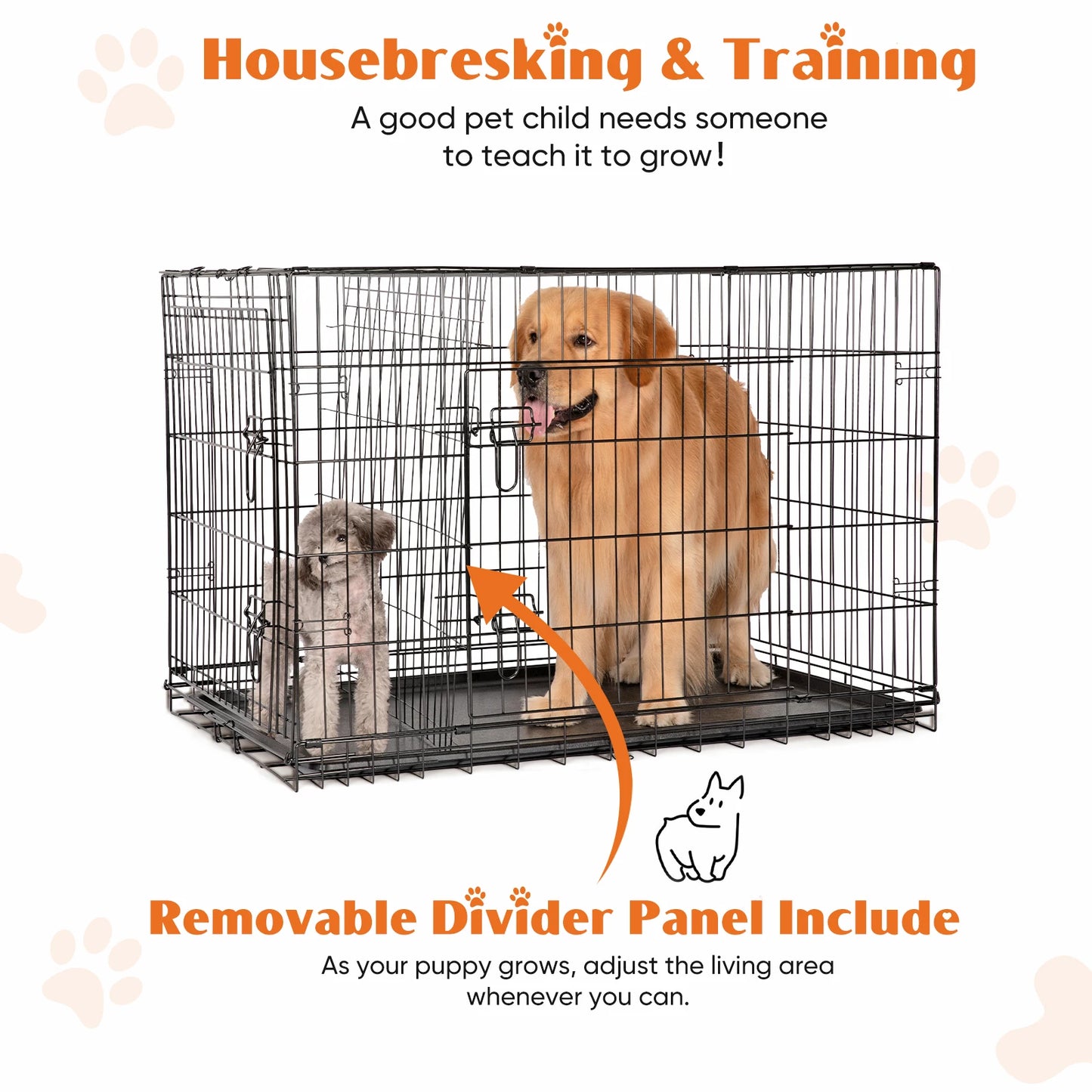 36, 42, or 48 Inch Double-Door, Folding Dog Cage.