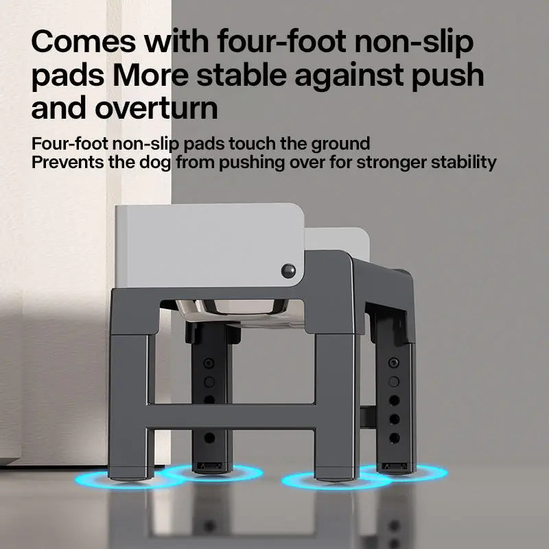 Collapsible Elevated, Adjustable Stainless Dog Bowls.