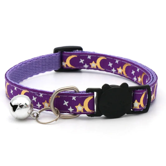 Cat Collar With Bell, Cartoon Star Moon