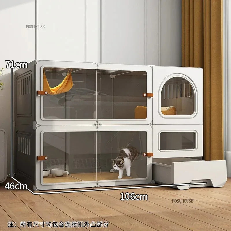 Luxury Indoor Cat Cage Household with Litter Box.
