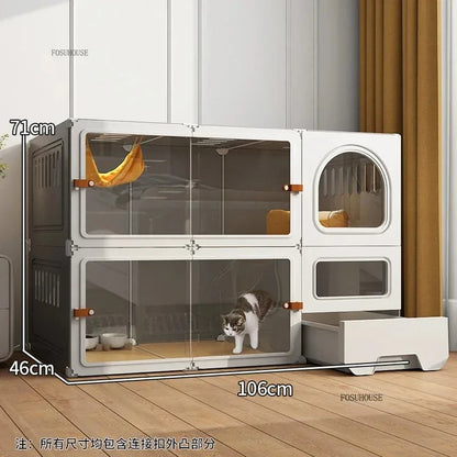 Luxury Indoor Cat Cage Household with Litter Box.