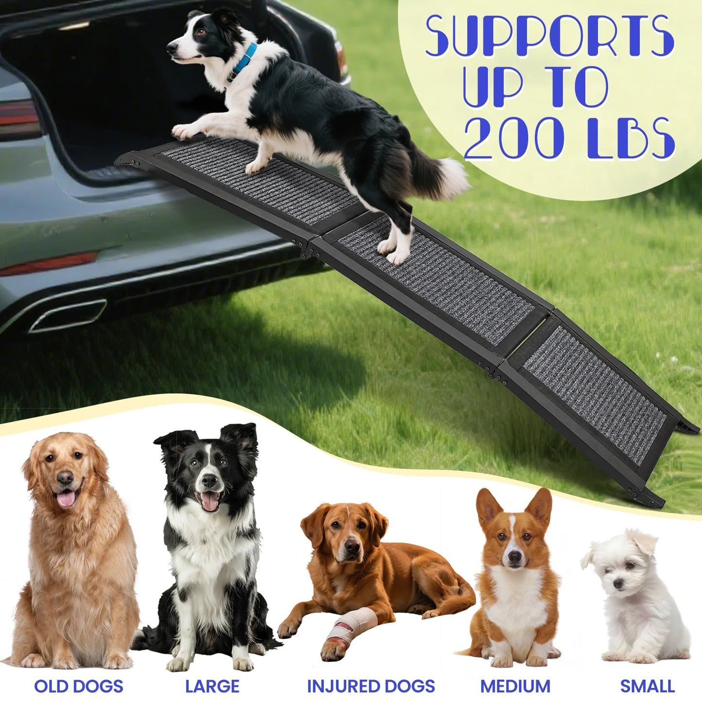 Folding, Portable, Dog-Ramp for SUV, Car, Or Truck.