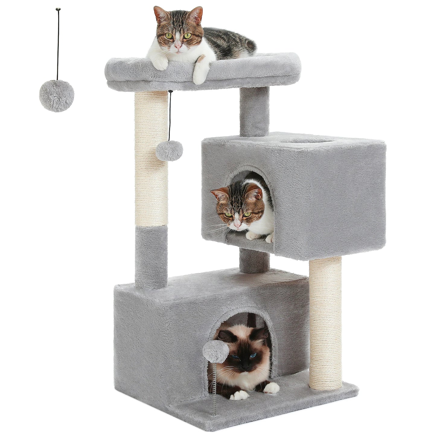Three-Level Cat Tree Tower with Scratching Posts.
