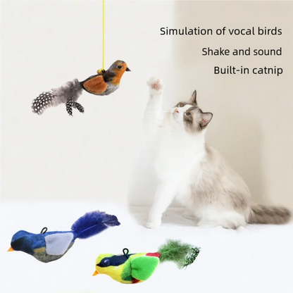 Sound Sensing, Interactive,  Cat-Toy Bird With Catnip,