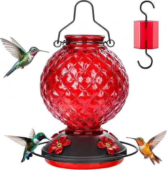 Hummingbird Feeder for Outdoors, 25 OZ Glass, Leak Proof.