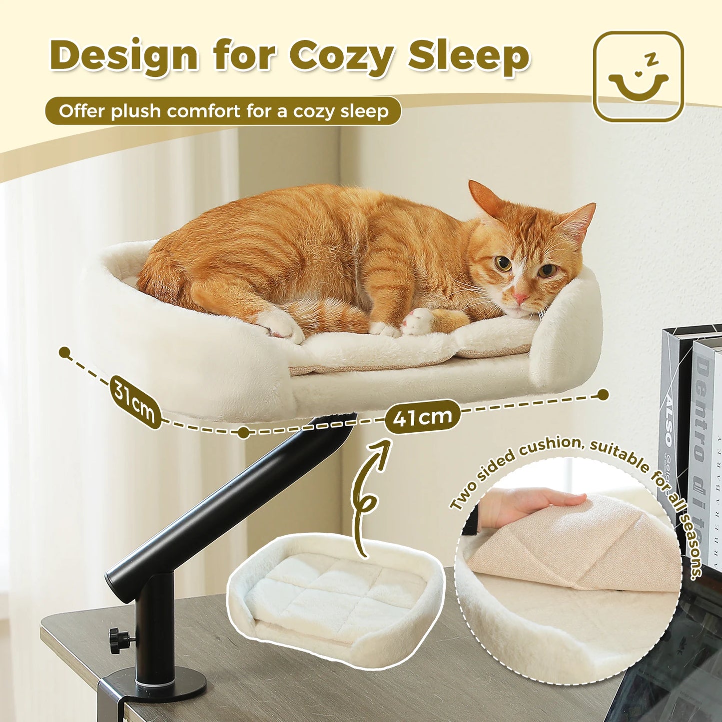 Elevated Cat Bed-- Desk or Table Mount, 360-degree Rotation.