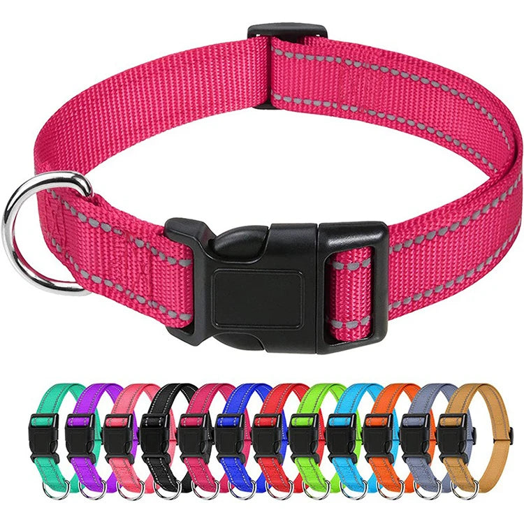 Dog Collar, Reflective, Many Color Varieties