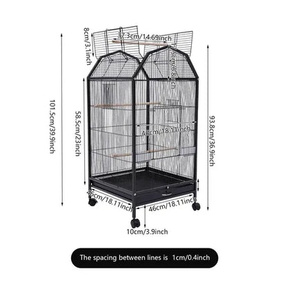 40-Inch Wrought-Iron Bird Cage with Rolling Stand,
