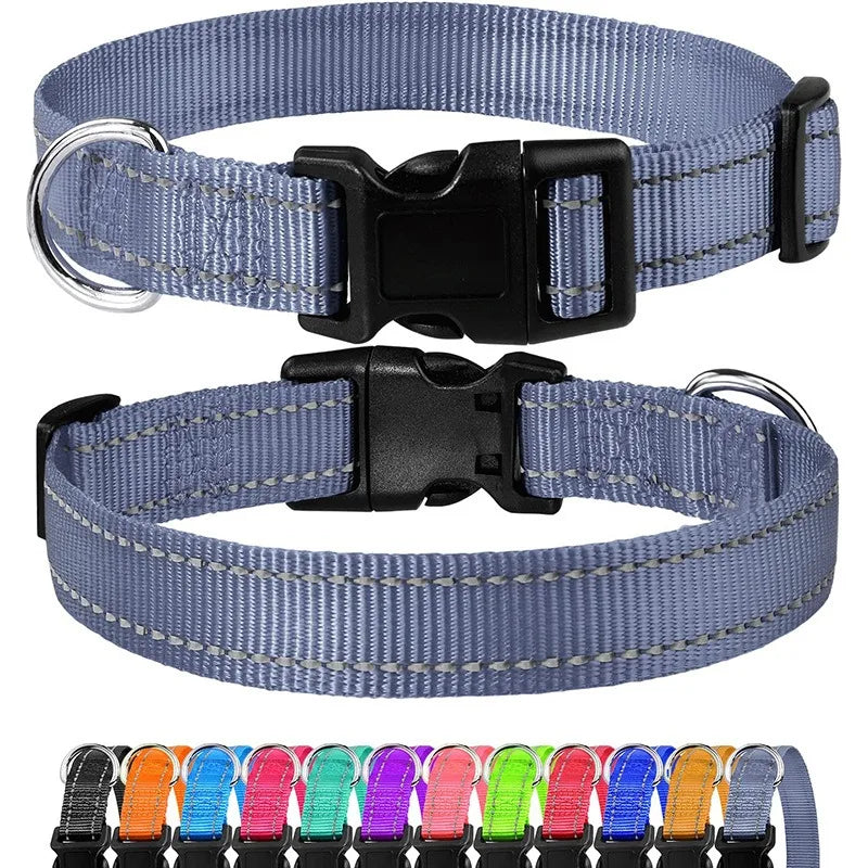 Nylon Dog Collar, Reflective, Many Colors